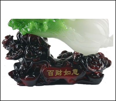 中號百財(cái)如意 樹脂仿玉白菜擺件，家居與商務(wù)禮品的雅致之選